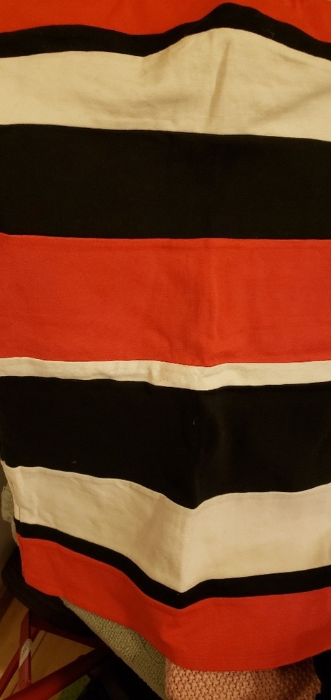 White orange and black body con strapless dress